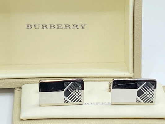 Vintage Burberry Cufflinks. Signed. Rare. Nova Check Pattern original box GS195