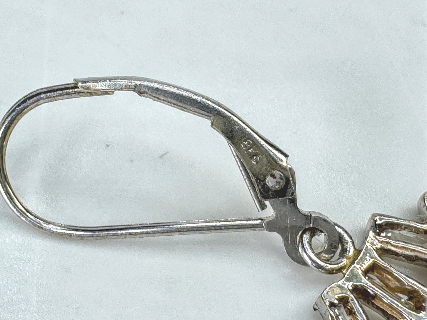 18K White Gold Straight Baguette Diamond Hoop Dangle Earrings  2.5" 6.0g JR1871