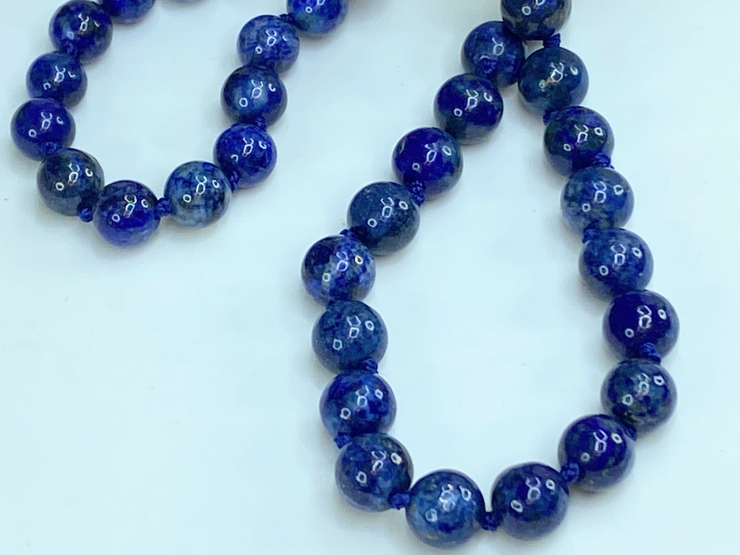 Gorgeous Lapis Lazuli hand strung 8.35mm Beads Necklace   98.5" 220g GS197