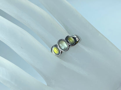 Sterling Silver Trio oval Moonstone ring s8 4.0g