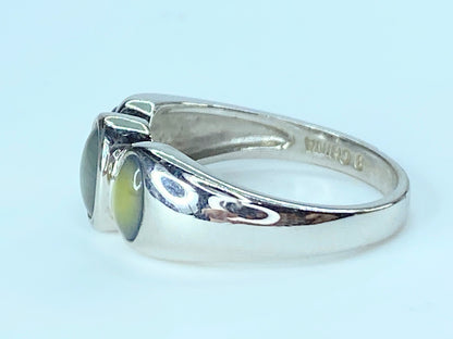 Sterling Silver Trio oval Moonstone ring s8 4.0g