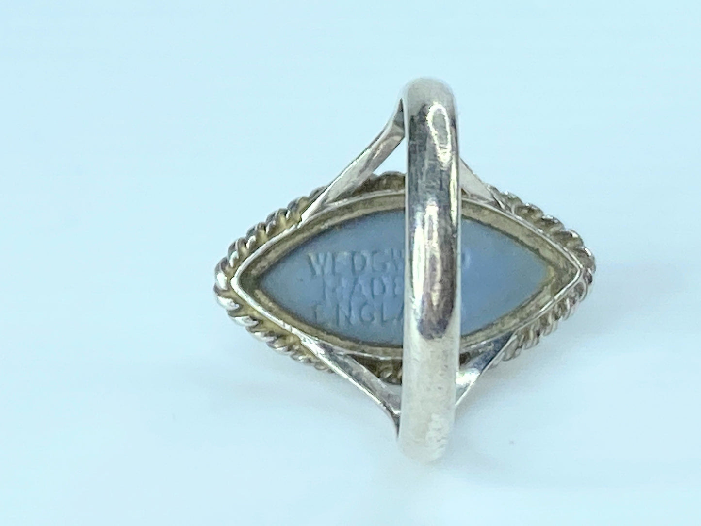 England Sterling Wedgwood Blue JasperWare Marcasite ring - Terpsichore JR8841