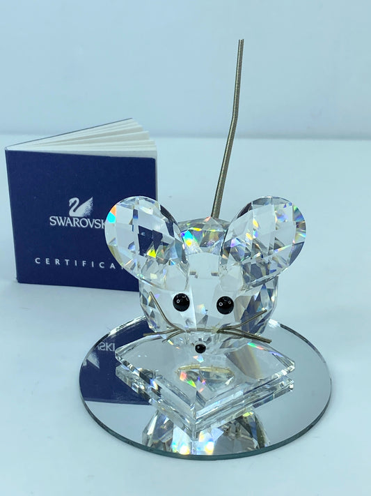 Swarovski Crystal Animals large mouse metal whiskers & tail 2.5" Mirror COA S87