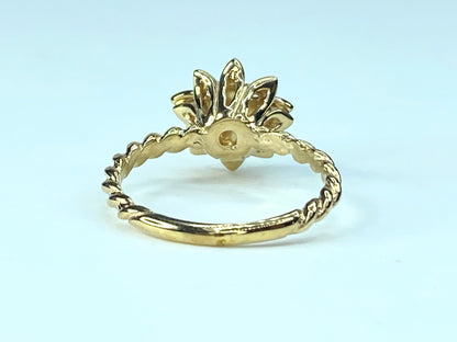 Custom made BumbleBee on Flower Diamond Spiral shank in 14 Karat ring