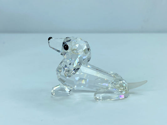 Swarovski Crystal Dachshund w/Frosted Tail Austria Made MIrror COA S88