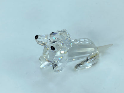 Swarovski Crystal Dachshund w/Frosted Tail Austria Made MIrror COA S88