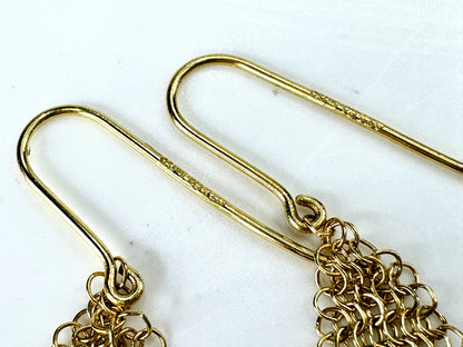 Vintage Tiffany Elsa Peretti mesh fringe pearl earrings 18K gold  1 7/8" JR1874