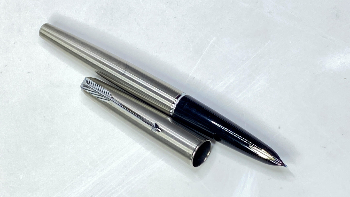 Parker 51 Fountain Pen, Black Barrel with Stainless Steel Cap SS141