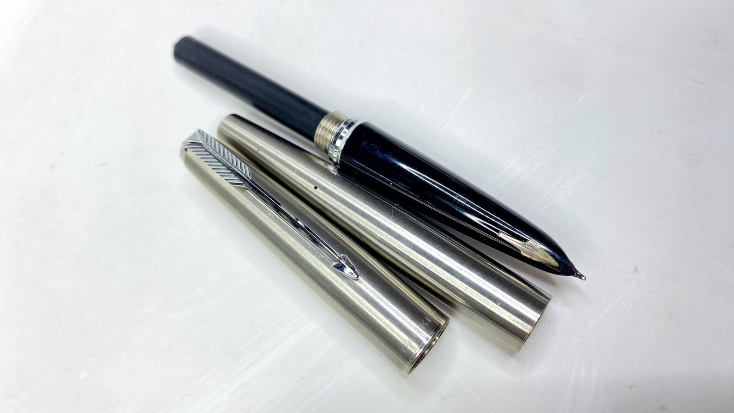 Parker 51 Fountain Pen, Black Barrel with Stainless Steel Cap SS141