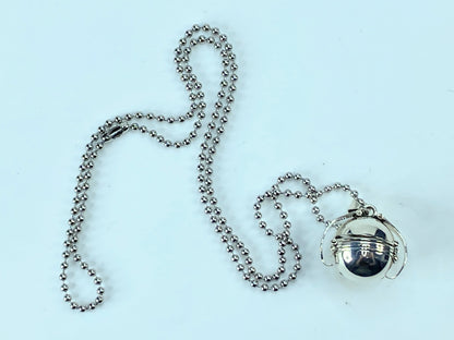 Sterling Ball Orb Six Photos Folding Locket Pendant 925 Silver tone chain