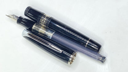 Waterman Charleston Black Resin Fountain Pen Screw-On Cap Gold Trim France SS142
