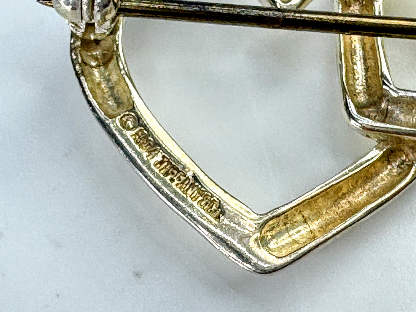 Vintage Tiffany & Co. Sterling Silver Triple Open Heart Brooch Pin JR1876