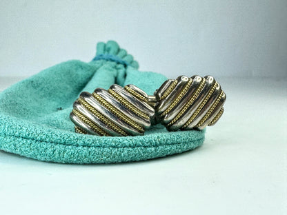 Vintage Tiffany & Co. Ribbed Rope Sterling 18K Cufflinks 19x13mm 14.8g SS462