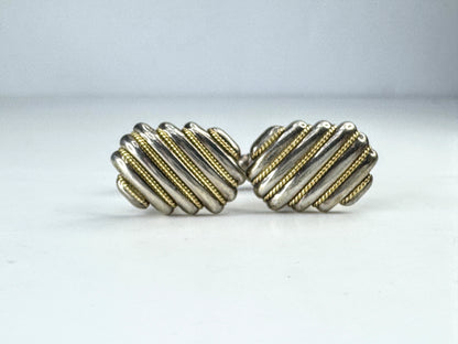 Vintage Tiffany & Co. Ribbed Rope Sterling 18K Cufflinks 19x13mm 14.8g SS462