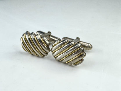 Vintage Tiffany & Co. Ribbed Rope Sterling 18K Cufflinks 19x13mm 14.8g SS462