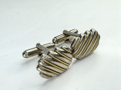 Vintage Tiffany & Co. Ribbed Rope Sterling 18K Cufflinks 19x13mm 14.8g SS462