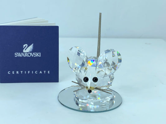 Swarovski Silver Crystal Large Mouse With Spring Coil Tail COA Mirror S92