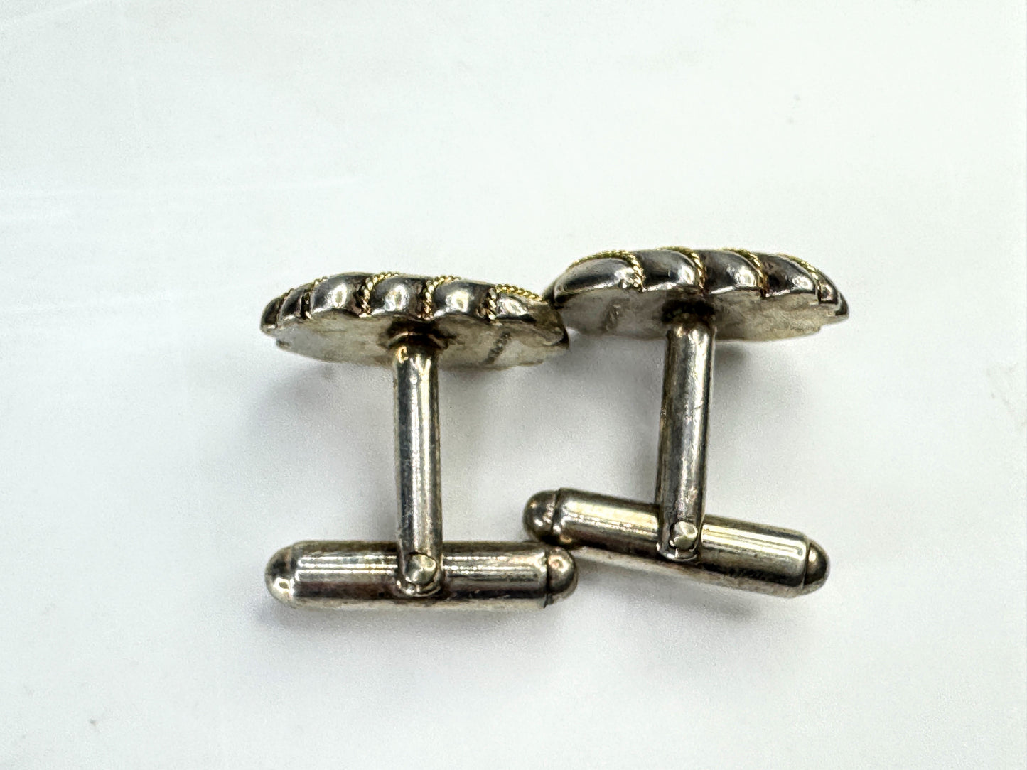 Vintage Tiffany & Co. Ribbed Rope Sterling 18K Cufflinks 19x13mm 14.8g SS462