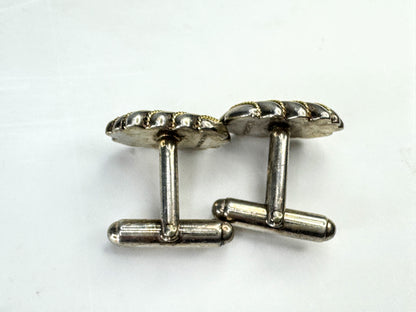 Vintage Tiffany & Co. Ribbed Rope Sterling 18K Cufflinks 19x13mm 14.8g SS462