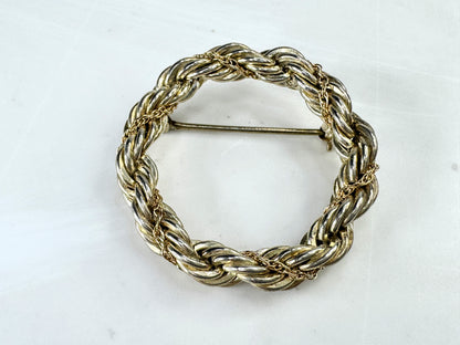 Vintage Tiffany & Co. 18K Gold Sterling Silver Twist Rope Wreath Brooch JR1878