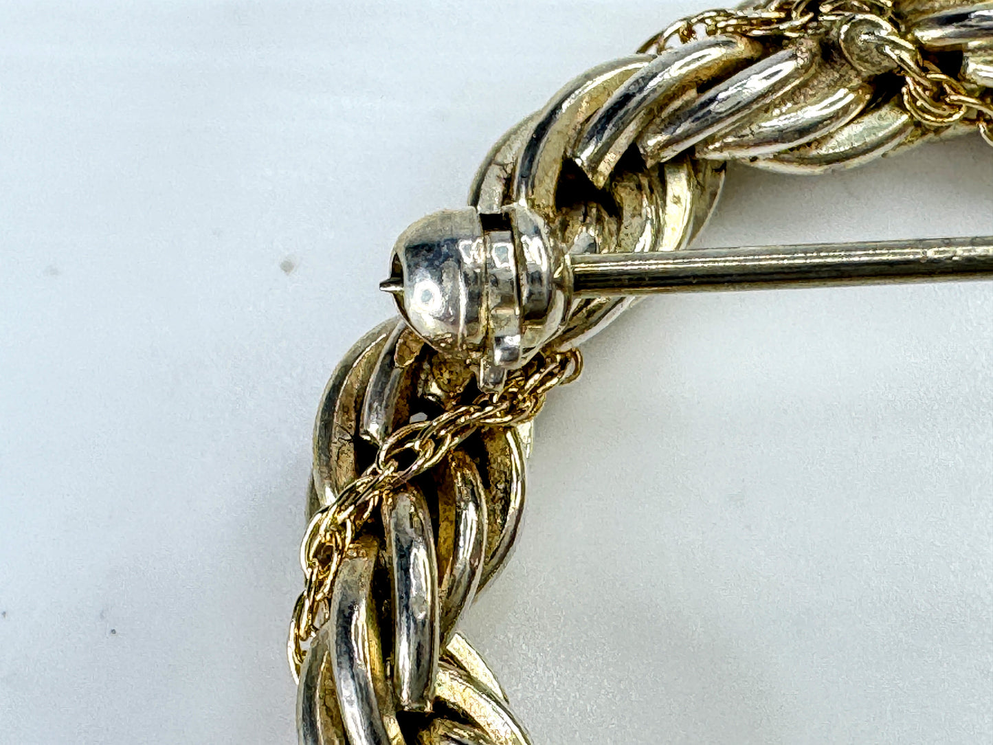 Vintage Tiffany & Co. 18K Gold Sterling Silver Twist Rope Wreath Brooch JR1878