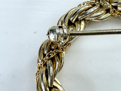 Vintage Tiffany & Co. 18K Gold Sterling Silver Twist Rope Wreath Brooch JR1878