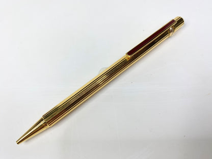 Cartier Gold Plated Ballpoint Pen Burgundy Lacquer Black Ink running SS192