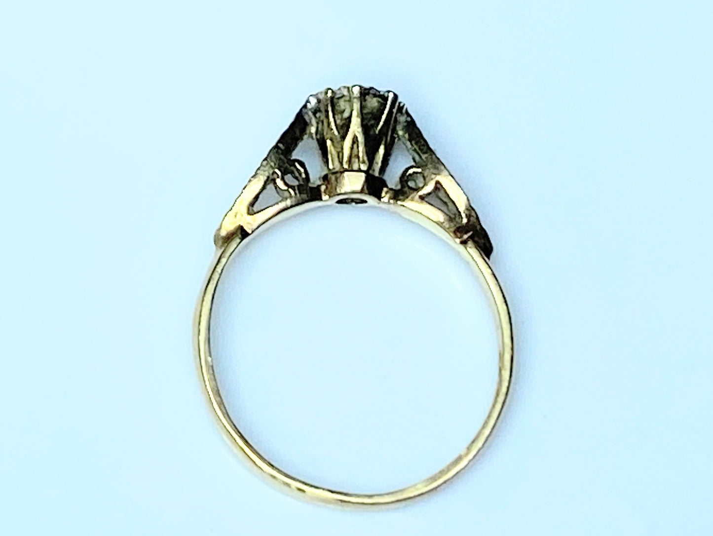 Victorian 14K yellow gold 0.25ct old Euro cut diamond ring JR9358