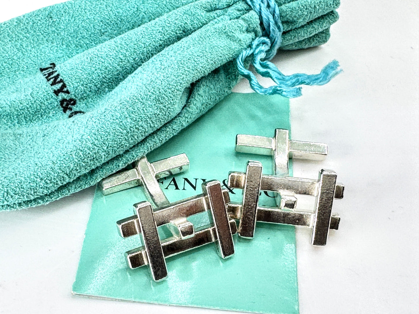Vintage Tiffany & Co. Frank Gehry axis sterling silver designer cufflinks SS464