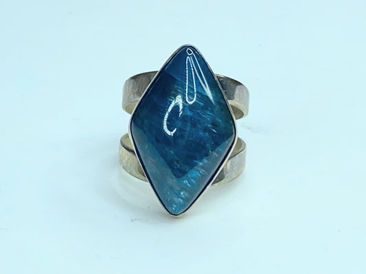 Jay King Natural Aqua Kyanite Sterling Silver statement ring 8.8g s7 JR73