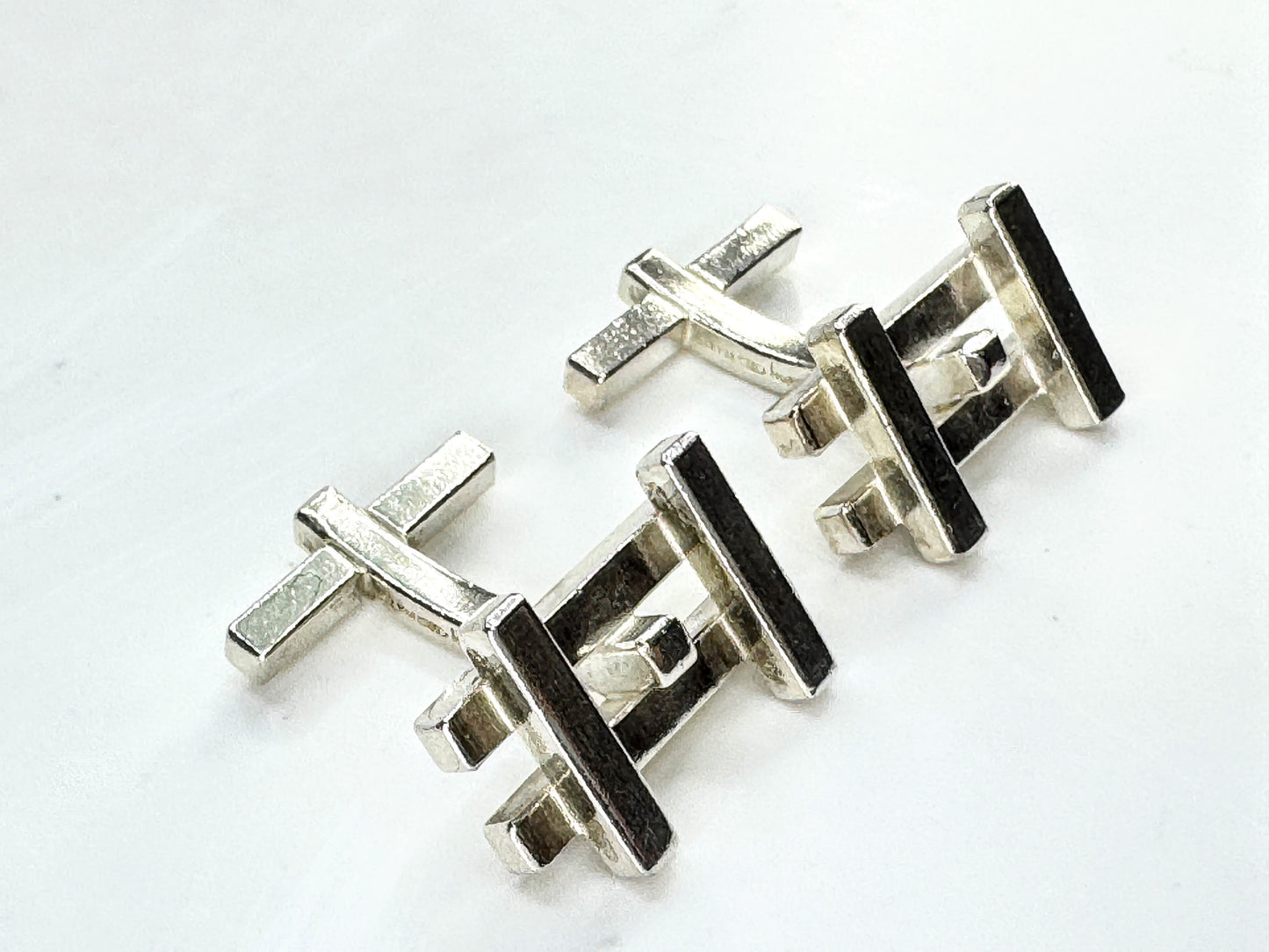 Vintage Tiffany & Co. Frank Gehry axis sterling silver designer cufflinks SS464