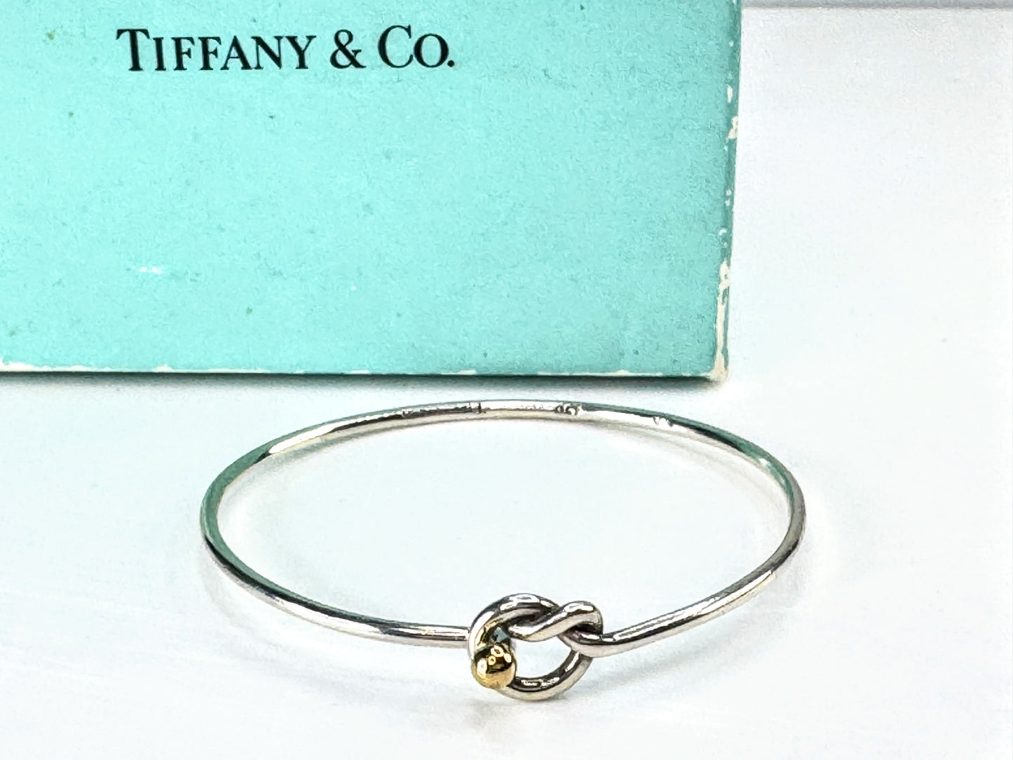 Tiffany & Co. Hook & Eye 18K Gold Sterling Silver Bangle Bracelet JR1880