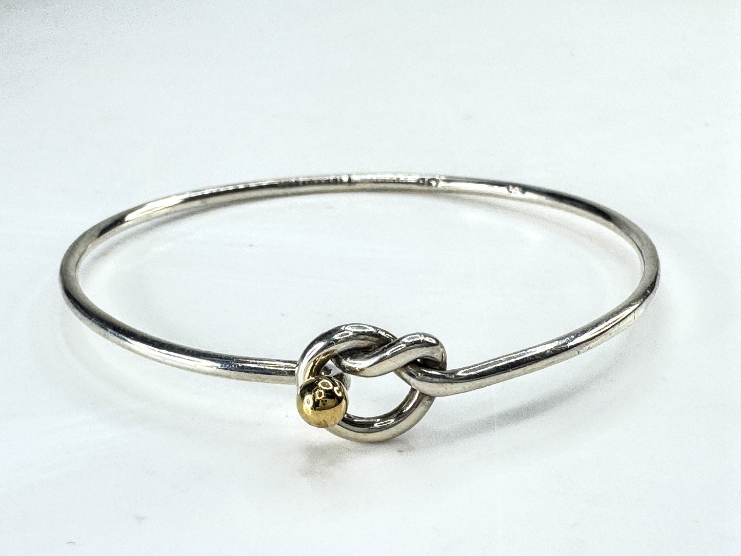 Tiffany & Co. Hook & Eye 18K Gold Sterling Silver Bangle Bracelet JR1880