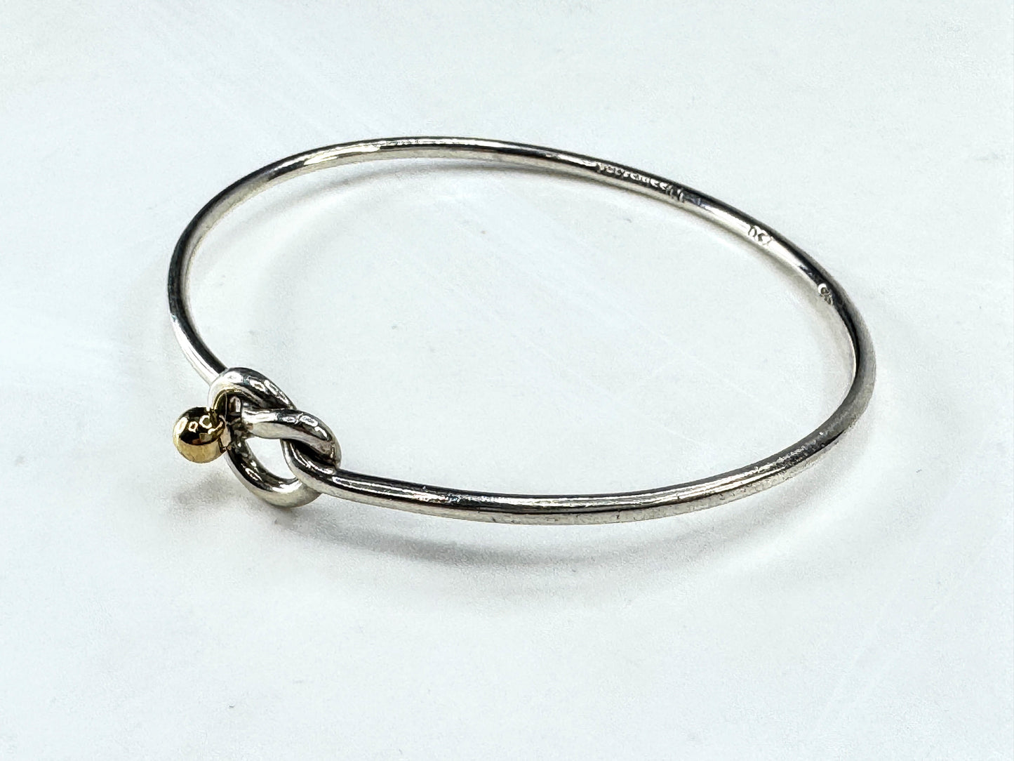 Tiffany & Co. Hook & Eye 18K Gold Sterling Silver Bangle Bracelet JR1880