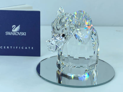 Swarovski Crystal Elephant with Metal Tail 2.5" tall Mint COA Mirror S101