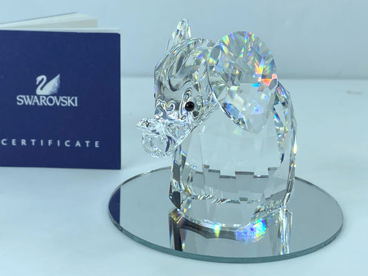 Swarovski Crystal Elephant with Metal Tail 2.5" tall Mint COA Mirror S101