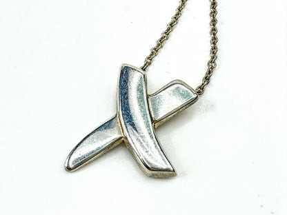Vintage Tiffany & Co Paloma Picasso X Pendant Necklace Sterling Silver JR1883