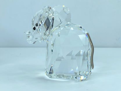 Swarovski Crystal Elephant with Metal Tail 2.5" tall Mint COA Mirror S101