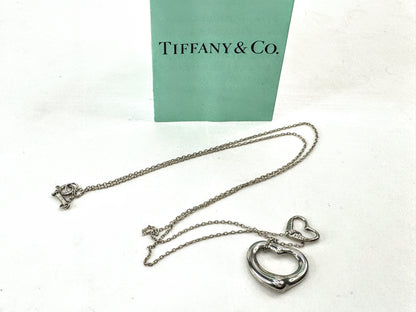Vintage Tiffany & Co. Elsa Peretti Double Open Heart 925 Silver Necklace JR1886