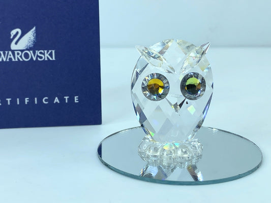 Swarovski Silver Crystal Owl With Green Cetrine Eyes Mint Mirror COA S104
