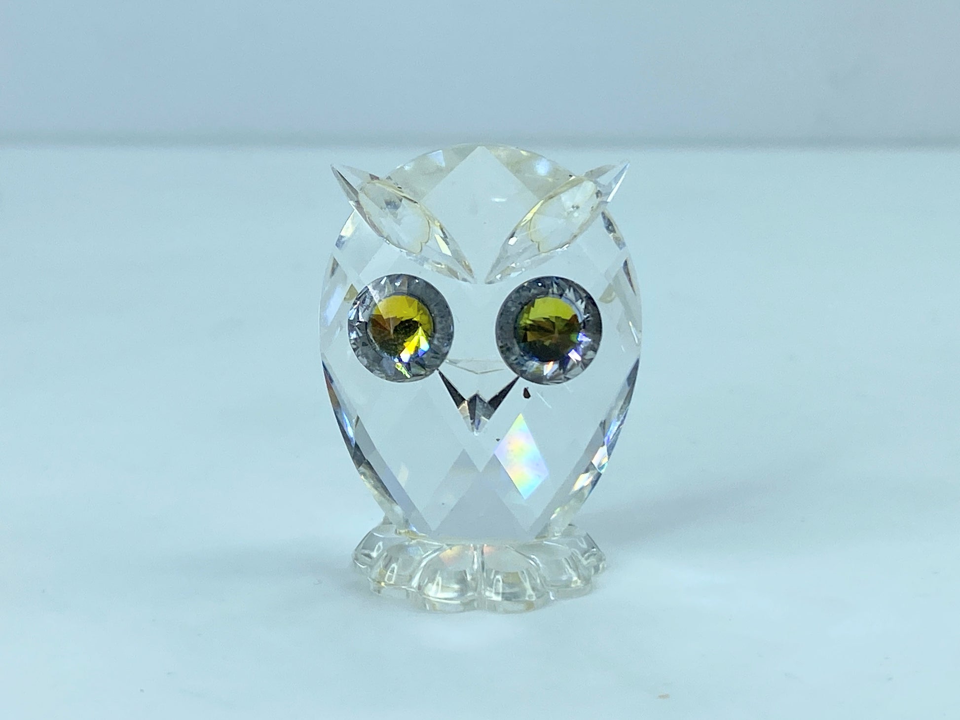 Swarovski Silver Crystal Owl With Green Cetrine Eyes Mint Mirror COA S104