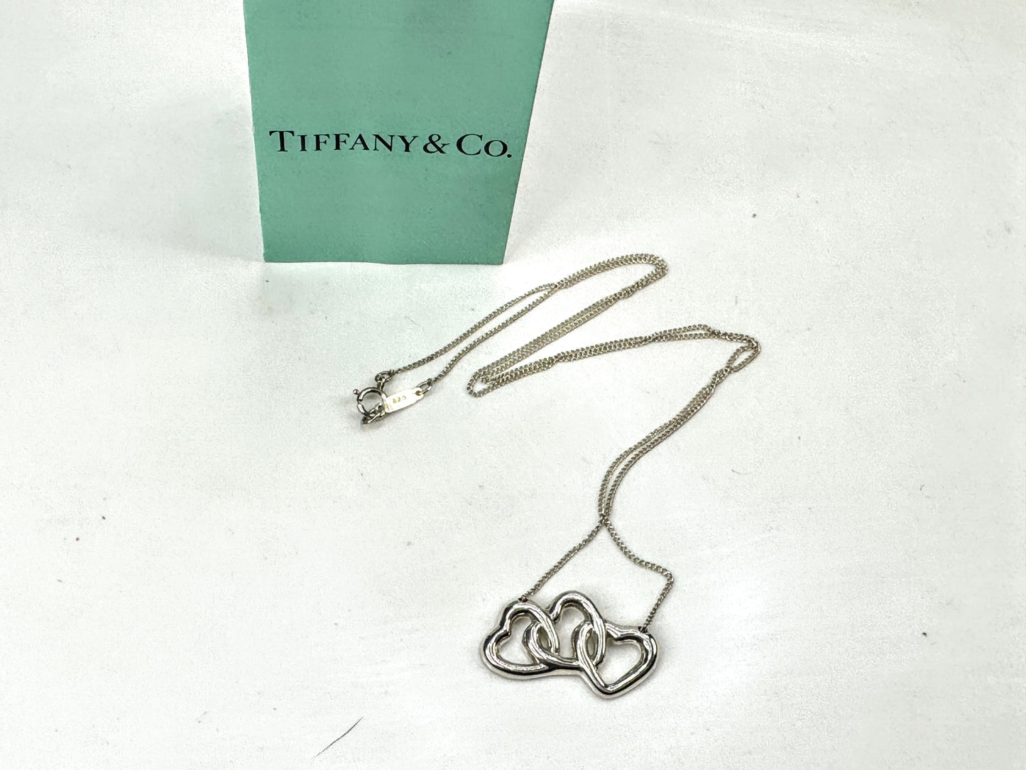 Vintage Tiffany & Co. Elsa Peretti Triple Open Heart Necklace 16.8" JR1887