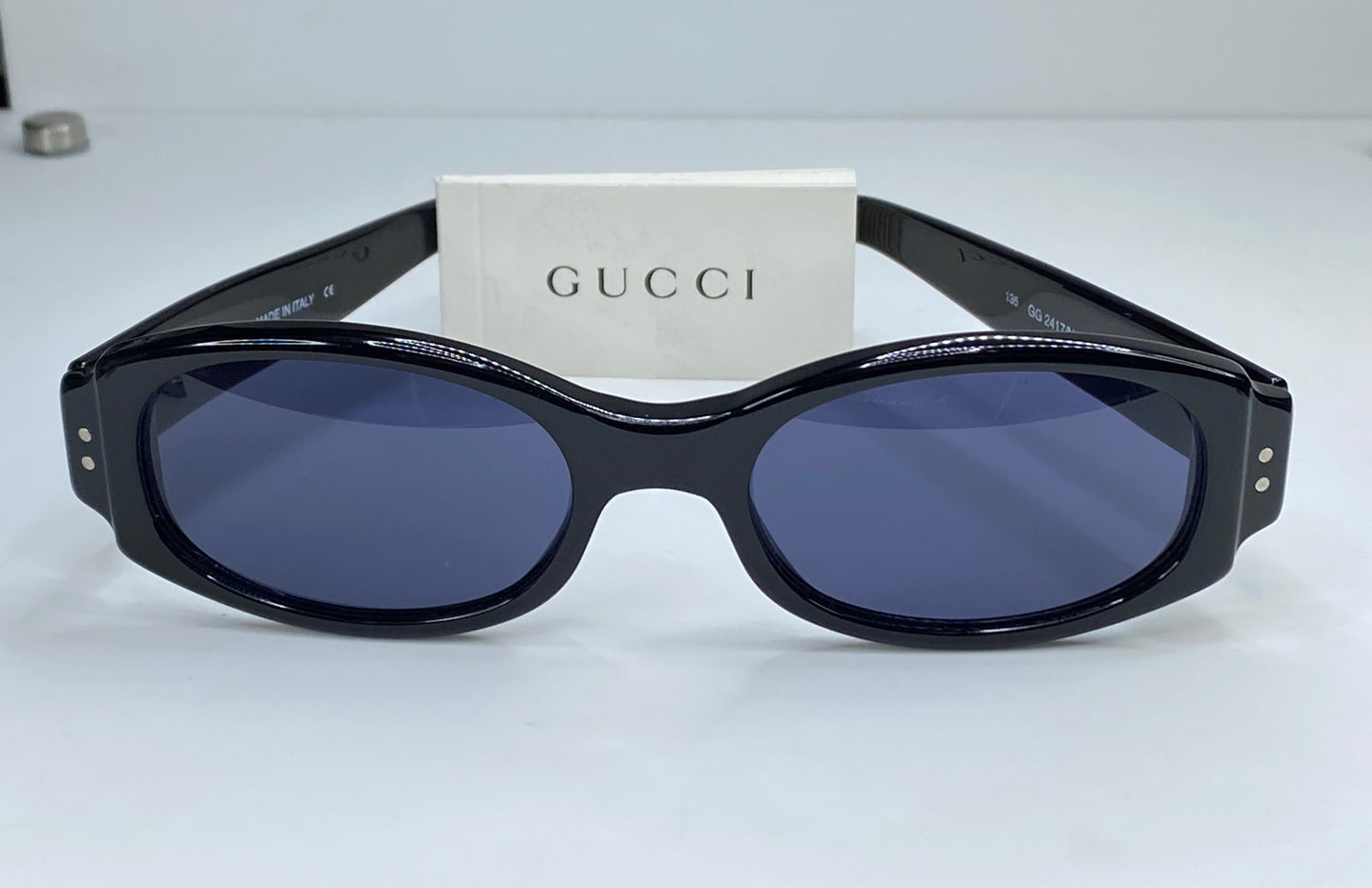 Authentic GUCCI GG2417/N/S 1HL 52mm Blue Black Sunglasses Italy Unisex GS246