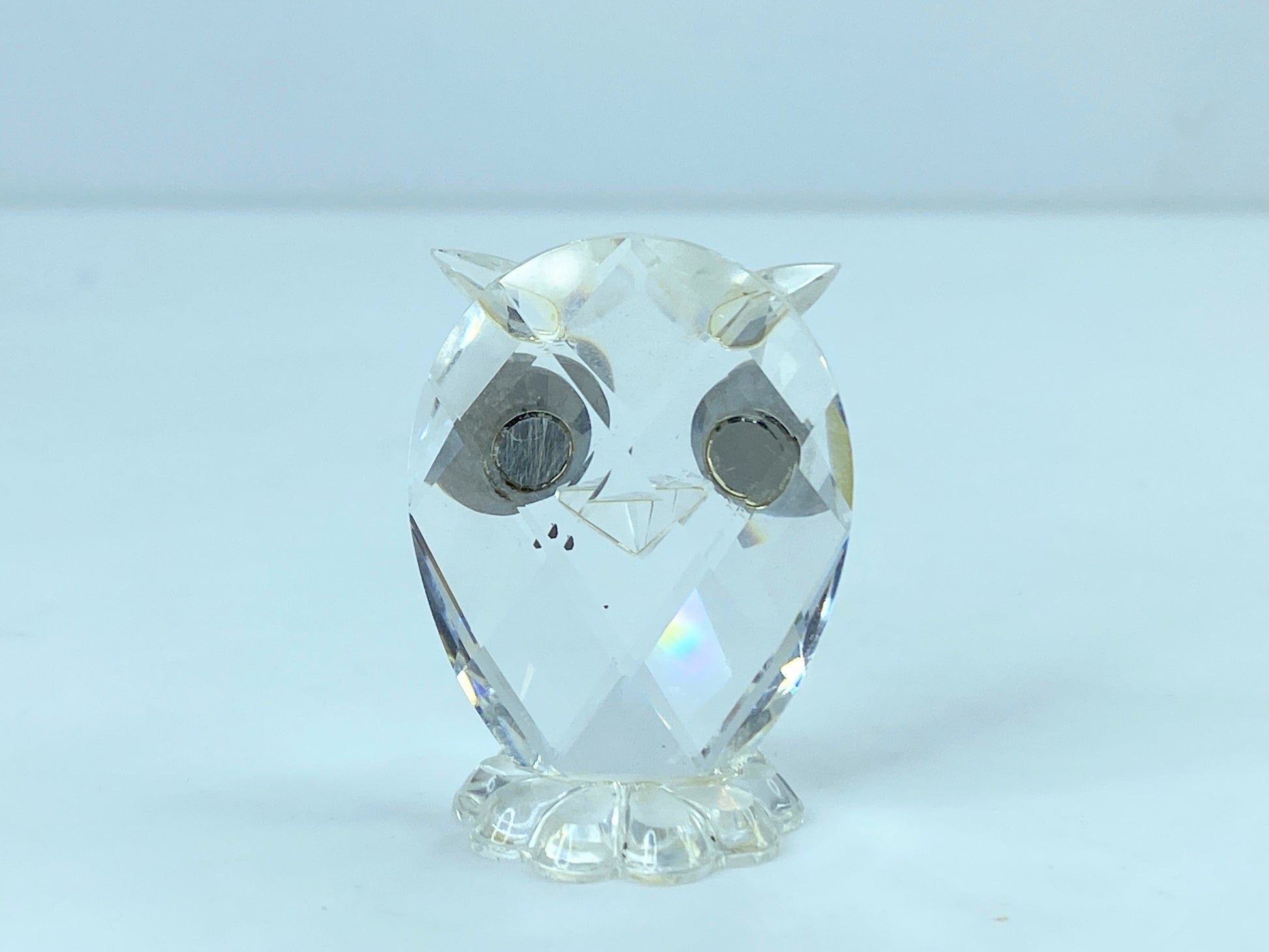 Swarovski Silver Crystal Owl With Green Cetrine Eyes Mint Mirror COA S104