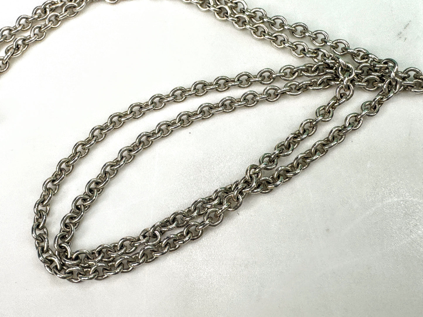 Vintage Tiffany & Co large Loving Heart Ribbon Necklace 24" Elsa Peretti JR1888