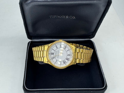 Tiffany Co Portfolio Roman Numeral Unisex Wristwatch 32mm Sized 7.5" W-192 SS466