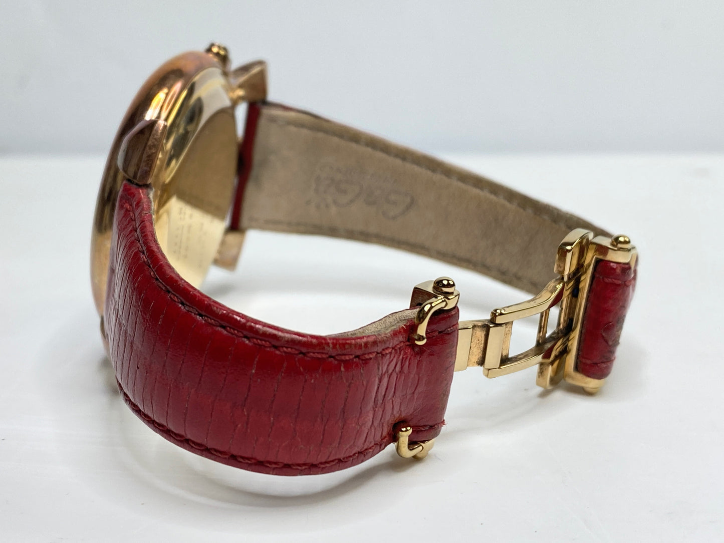Gaga Milano Manual Wind Chrono Rose Gold Tone Red Dial Watch SS157