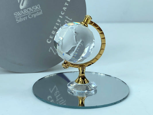 Retired Swarovski Crystal Mini Globe with Etched Continents Mint COA S106