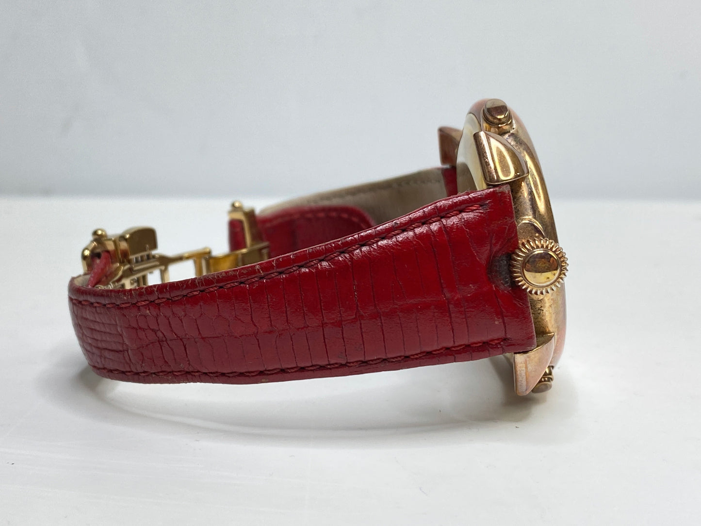 Gaga Milano Manual Wind Chrono Rose Gold Tone Red Dial Watch SS157