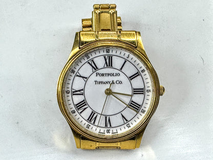 Tiffany Co Portfolio Roman Numeral Unisex Wristwatch 32mm Sized 7.5" W-192 SS466